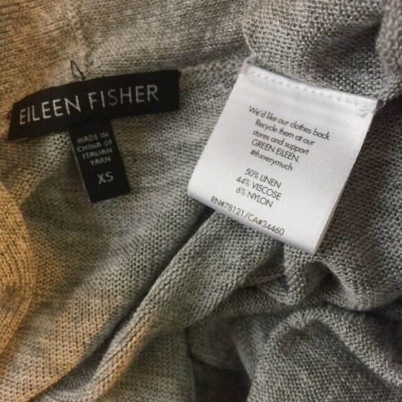 EILEEN FISHER Linen Blend Minimalist Capsule Luxury Cardigan Gray Cardigan - Picture 6 of 6